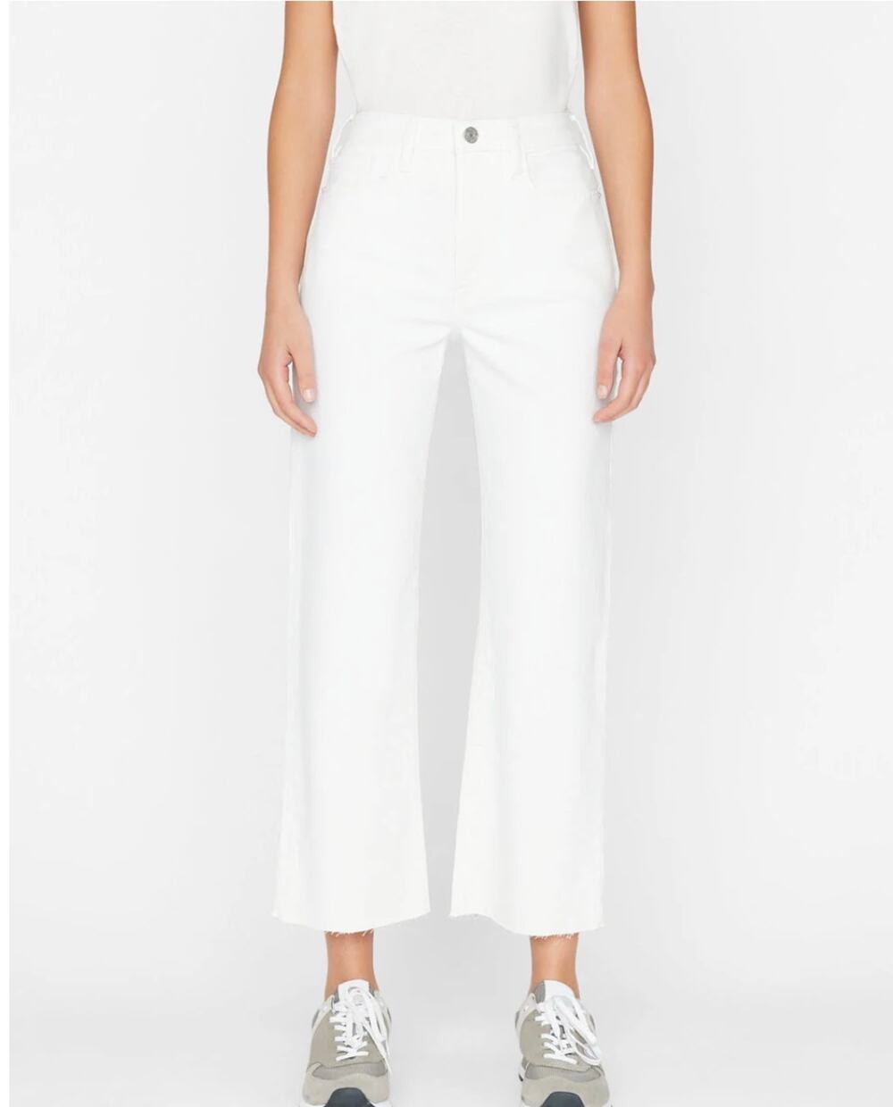 Frame Womens 34 White Le Jane Crop High Rise Distressed Hem Jeans Causal Chic